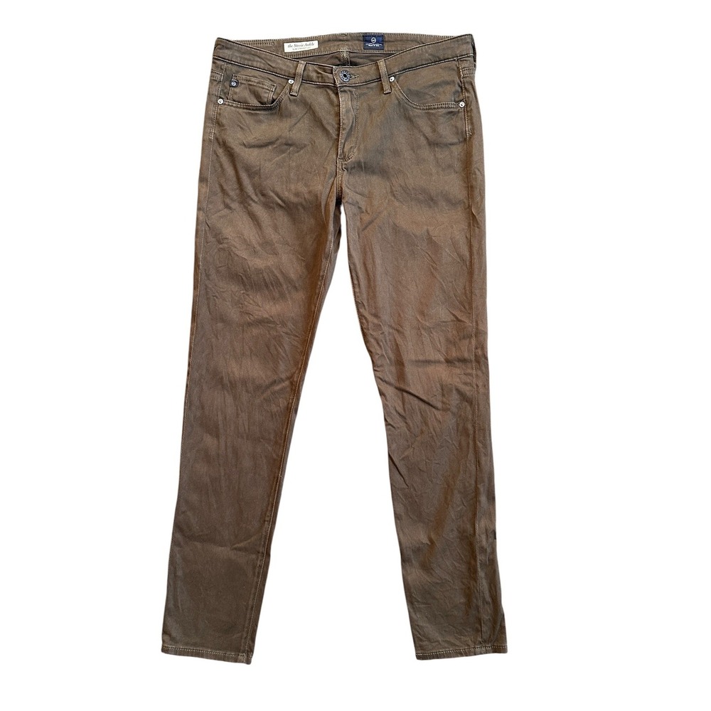 AG Adriano Goldschmied Stevie Ankle Pants Women 32 Brown Slim Straight Excellent
